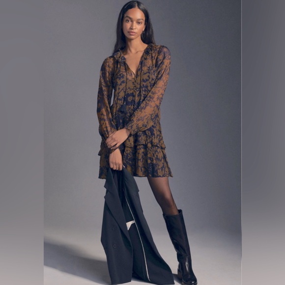 ANTHROPOLOGIE The Marais Printed Chiffon Mini Dress - Picture 2 of 14